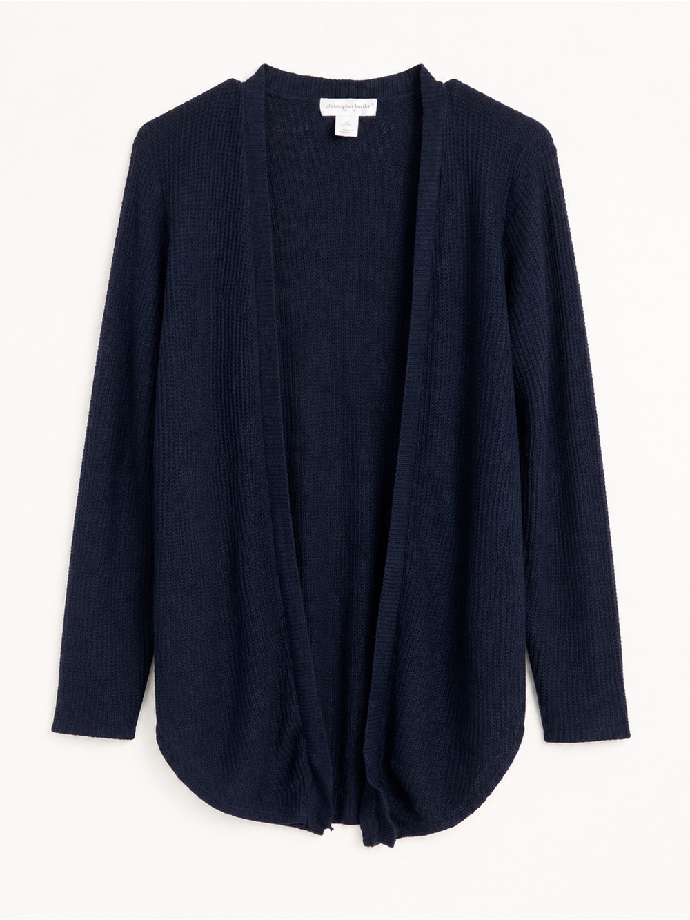 Christopher & Banks Medium Navy Open Front Knit Cardigan Made in USA